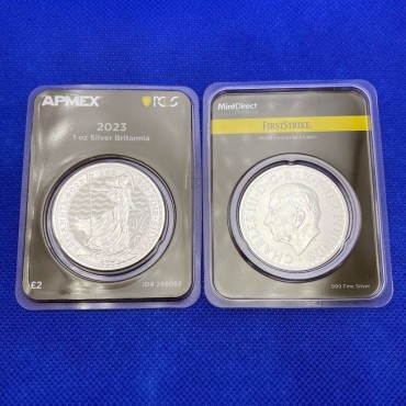 Срібна монета 1oz Британія 2 англійських фунта 2023 Великобританія (Король Карл III) (MintDirect® Premier + PCGS FS®)