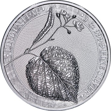 Серебряный раунд 1oz Лист Липы 5 марок 2022 Германия