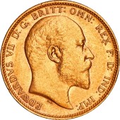 Золота монета Соверен Едуарда VII 1 Англійський Фунт 1908 Великобританія