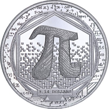 Серебряная монета 1oz Число ПИ 3,14 долларов 2023 Соломоновы Острова