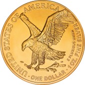 Срібна монета 1oz Американський Орел "Прапор України" 1 долар 2022 США (Тип 2, позолота, кольорова)
