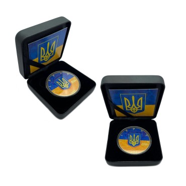 Срібна монета 1oz Американський Орел "Прапор України" 1 долар 2022 США (Тип 2, позолота, кольорова)