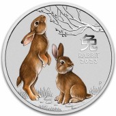 Серебряная монета 1oz Год Кролика 1 доллар 2023 Австралия (цветная)