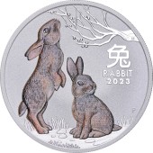 Срібна монета 1oz Рік Кролика 1 долар 2023 Австралія (кольорова)