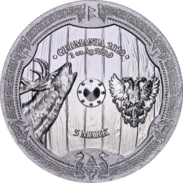 Серебряный раунд 1oz Валькирии: Остара 5 марок 2023 Германия