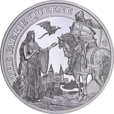 Серебряная монета 1oz Королева Фей Уна и Редкросс 1 фунт стерлингов 2023 Остров Святой Елены