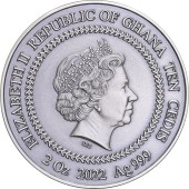 Серебряная монета 2oz Давид и Голиаф 10 седи 2022 Гана
