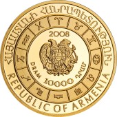 Золотая монета 1/4oz Весы 10000 драм 2008 Армения