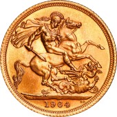 Золота монета Соверен Єлизавети II 1964 Великобританія