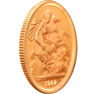 Золотая монета Соверен Елизаветы II 1964 Великобритания