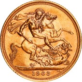 Золота монета Соверен Єлизавети II 1963 Великобританія