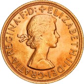 Золотая монета Соверен Елизаветы II 1963 Великобритания