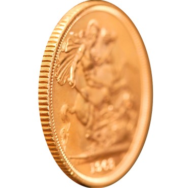 Золотая монета Соверен Елизаветы II 1963 Великобритания