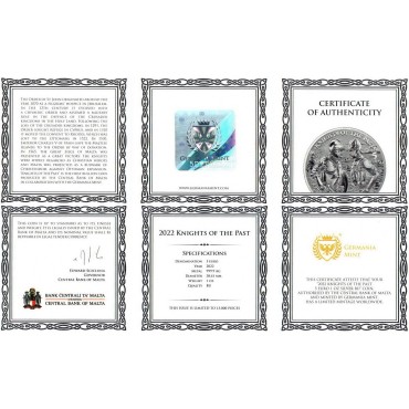 Срібна монета 1oz Мальтійські Лицарі 5 Євро 2022 Мальта
