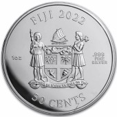 Срібна монета 1oz Стародавні воїни: Самурай 50 центів 2022 Фіджі (Prooflike)