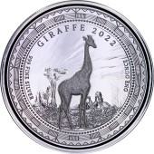 Серебряная монета 1oz Жираф 1000 франков КФА 2022 Экваториальная Гвинея (Prooflike)