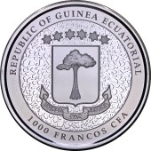 Серебряная монета 1oz Жираф 1000 франков КФА 2022 Экваториальная Гвинея (Prooflike)