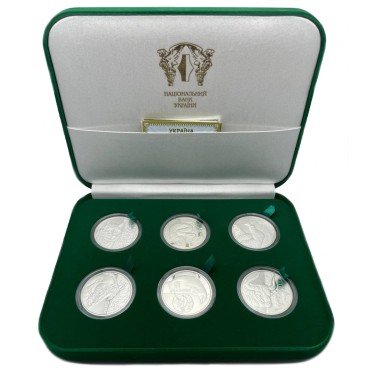 Набір срібних монет 1/2oz (6 шт.) Фауна В Пам'ятках Культури України 5 гривень 2016-2019 Україна (позолота)
