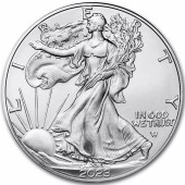 Серебряная монета 1oz Американский Орел 1 доллар 2023 США (PCGS MS69, First Strike)