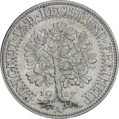 Серебряная монета "Дуб" 5 марок 1927 Веймарская Республика Германия