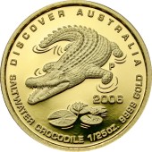 Золотая монета 1/25oz Морской Крокодил 5 долларов 2006 Австралия