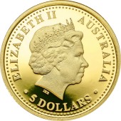 Золотая монета 1/25oz Морской Крокодил 5 долларов 2006 Австралия
