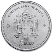 Серебряная монета 1oz Мальтийский Крест 5 Евро 2023 Мальта