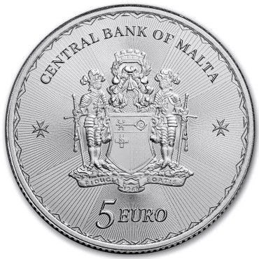 Серебряная монета 1oz Мальтийский Крест 5 Евро 2023 Мальта