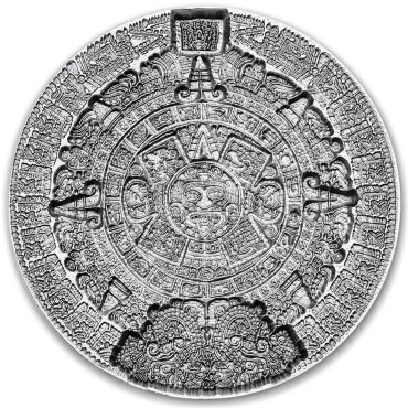 Серебряный раунд 2oz Солнечный Камень Ацтеков Южная Корея