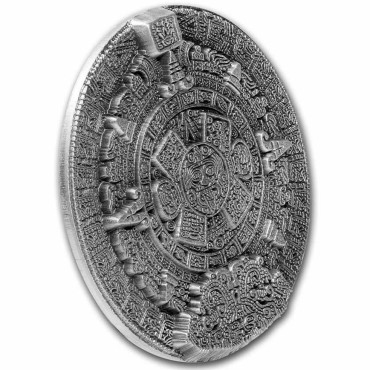 Серебряный раунд 2oz Солнечный Камень Ацтеков Южная Корея