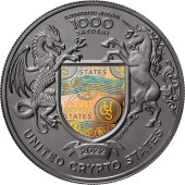 Серебряная монета 1oz Украина Земля Cвободы 1000 Сатоши 2022 Соединенные Крипто Штаты (позолота)