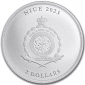Срібна монета 1oz Піктограма Королева Єлизавета II 2 долари 2023 Ніуе (Prooflike)