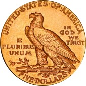 Золотая монета Американский Орел 5 долларов 1912 США