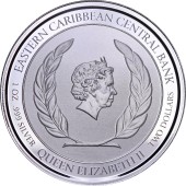 Серебряная монета 1oz Сент-Винсент и Гренадины 2 доллара 2022 Восточные Карибы