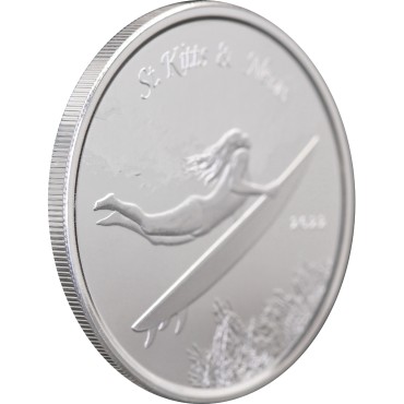 Серебряная монета 1oz Сент-Китс и Невис 2 доллара 2022 Восточные Карибы