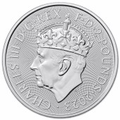Серебряная монета 1oz Британия 2 английских фунта 2023 Великобритания (Король Карл III Коронация)