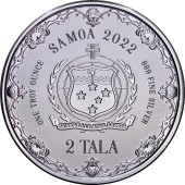 Серебряная монета 1oz Русалка Принцесса Морей  2 тала 2022 Самоа
