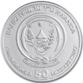 Срібна монета 1oz Корабль Конституція 50 франків 2022 Руанда
