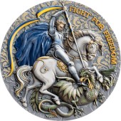 Серебряная монета 5oz Борьба За Свободу 10 долларов 2023 Ниуэ (цветная, antique)