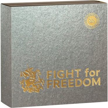 Серебряная монета 5oz Борьба За Свободу 10 долларов 2023 Ниуэ (цветная, antique)