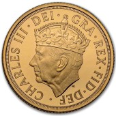 Золотая монета Соверен Карла III "Коронация Его Величества" 2023 Великобритания (пруф)
