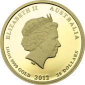 Золотая монета 1/4oz Год Дракона 25 долларов 2012 Австралия
