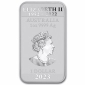 Серебряная монета 1oz Прямоугольный Дракон 1 доллар 2023 Австралия
