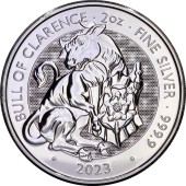 Срібна монета 2oz Бик Кларенса "Королівські Звірі Тюдорів" 5 фунтів 2023 Великобританія