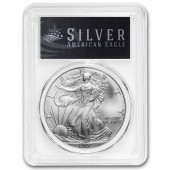 Серебряная монета 1oz Американский Орел 1 доллар 2002 США (PCGS MS69, Black Label)