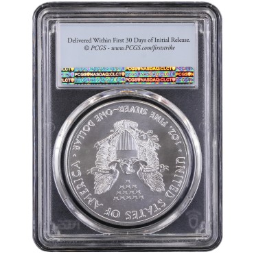 Серебряная монета 1oz Американский Орел 1 доллар 2021 США (PCGS MS69, First Strike, Emergency Issue, San Francisco)