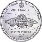 Срібна монета 1oz Нікола Тесла "Антигравітація" 100 динарів 2023 Сербія