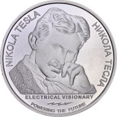 Серебряная монета 1oz Никола Тесла "Антигравитация" 100 динаров 2023 Сербия