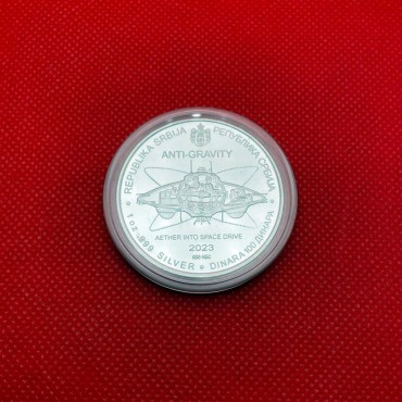Серебряная монета 1oz Никола Тесла "Антигравитация" 100 динаров 2023 Сербия