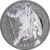 Серебряная монета 1oz Боги Олимпа "Арес" 1 доллар 2023 Тувалу